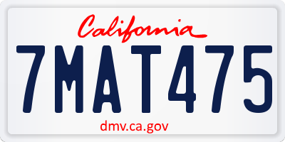 CA license plate 7MAT475