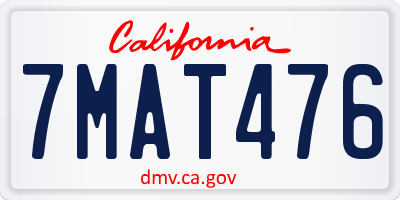 CA license plate 7MAT476