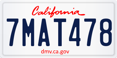 CA license plate 7MAT478