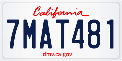 CA license plate 7MAT481