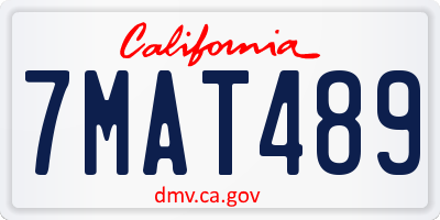 CA license plate 7MAT489