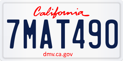 CA license plate 7MAT490