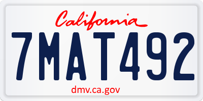 CA license plate 7MAT492
