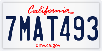 CA license plate 7MAT493