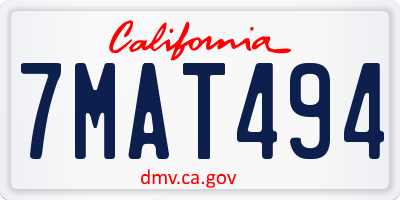 CA license plate 7MAT494