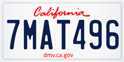 CA license plate 7MAT496