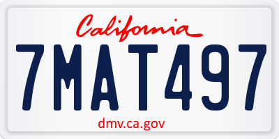 CA license plate 7MAT497