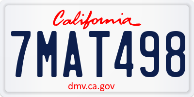 CA license plate 7MAT498