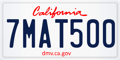 CA license plate 7MAT500