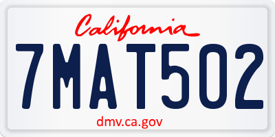 CA license plate 7MAT502