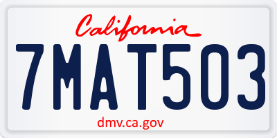 CA license plate 7MAT503