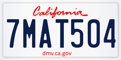 CA license plate 7MAT504