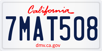 CA license plate 7MAT508