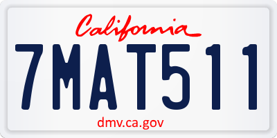 CA license plate 7MAT511