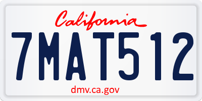 CA license plate 7MAT512