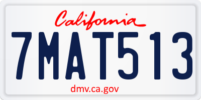 CA license plate 7MAT513