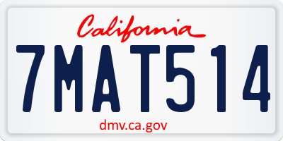 CA license plate 7MAT514
