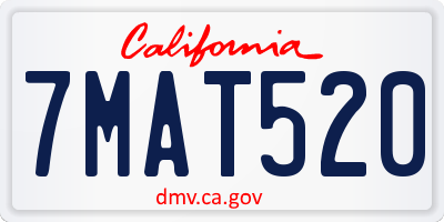 CA license plate 7MAT520