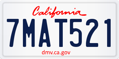 CA license plate 7MAT521