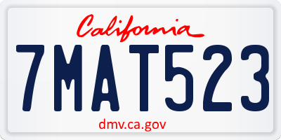 CA license plate 7MAT523