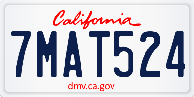 CA license plate 7MAT524