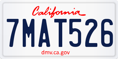 CA license plate 7MAT526