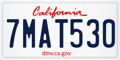 CA license plate 7MAT530