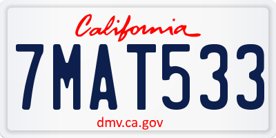 CA license plate 7MAT533