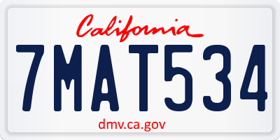 CA license plate 7MAT534