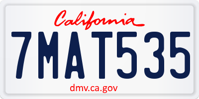 CA license plate 7MAT535