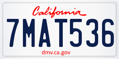 CA license plate 7MAT536