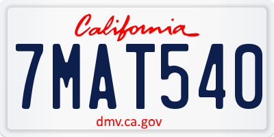 CA license plate 7MAT540