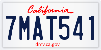 CA license plate 7MAT541