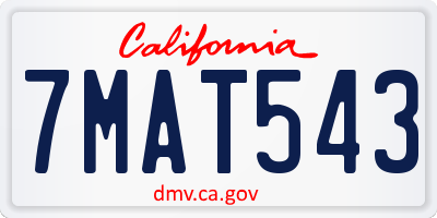 CA license plate 7MAT543