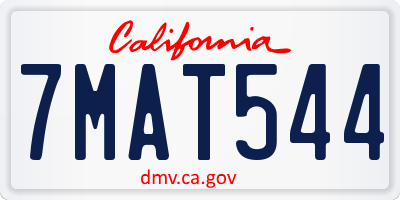 CA license plate 7MAT544