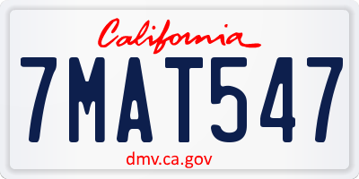CA license plate 7MAT547