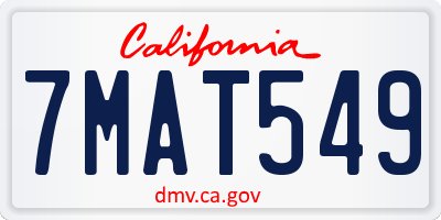 CA license plate 7MAT549