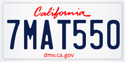CA license plate 7MAT550