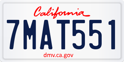 CA license plate 7MAT551