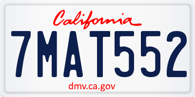 CA license plate 7MAT552