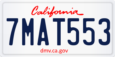 CA license plate 7MAT553