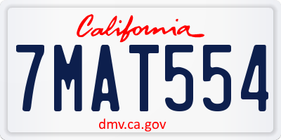 CA license plate 7MAT554