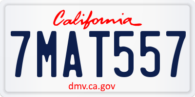 CA license plate 7MAT557