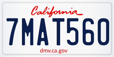CA license plate 7MAT560