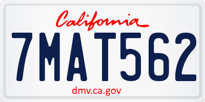 CA license plate 7MAT562