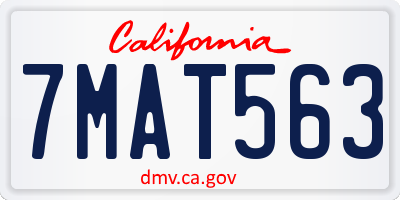 CA license plate 7MAT563