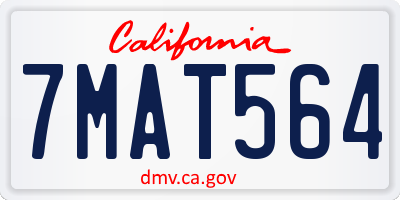 CA license plate 7MAT564