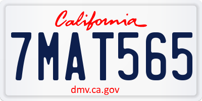 CA license plate 7MAT565