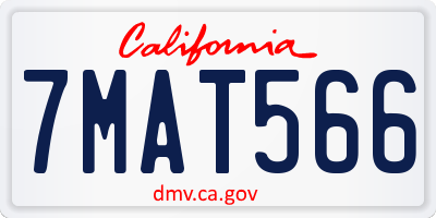 CA license plate 7MAT566