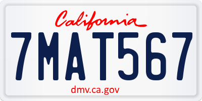 CA license plate 7MAT567